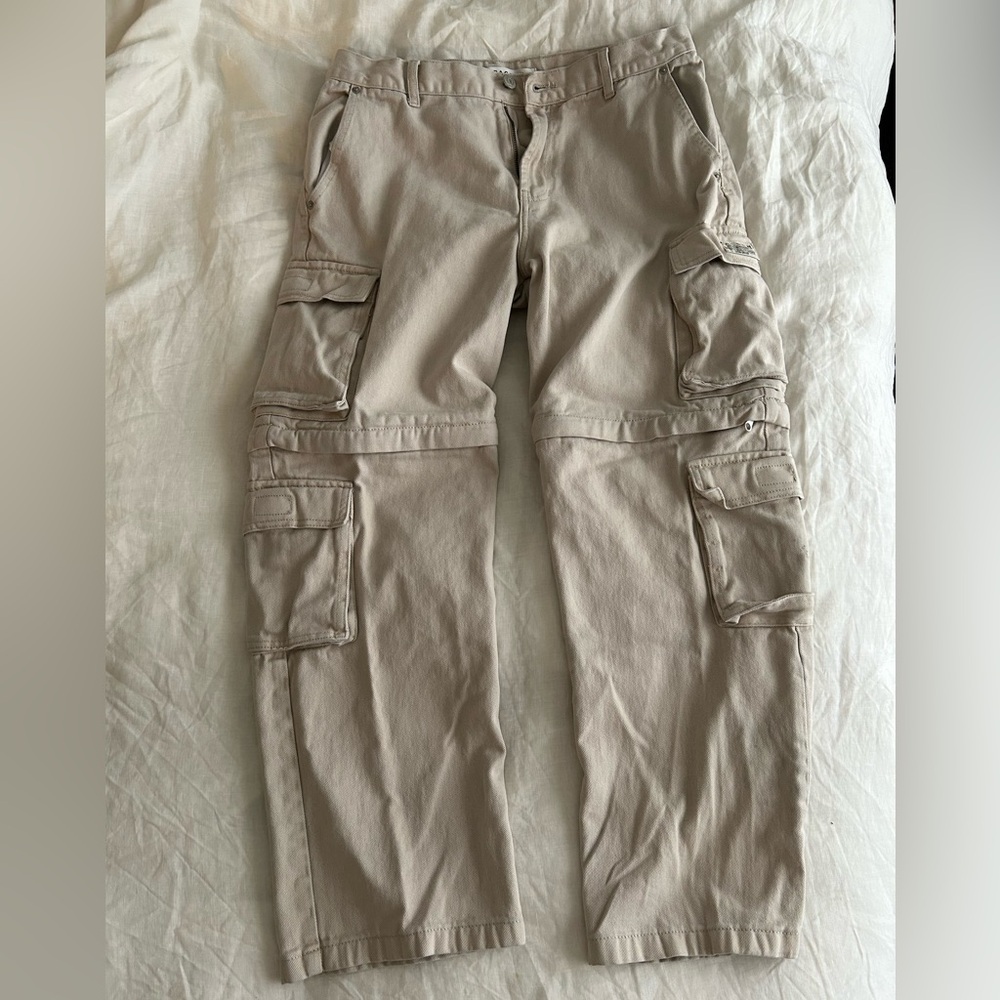Pac Sun Light Beige Stone Convertible Cargo Pants w/ Zip-Off Legs